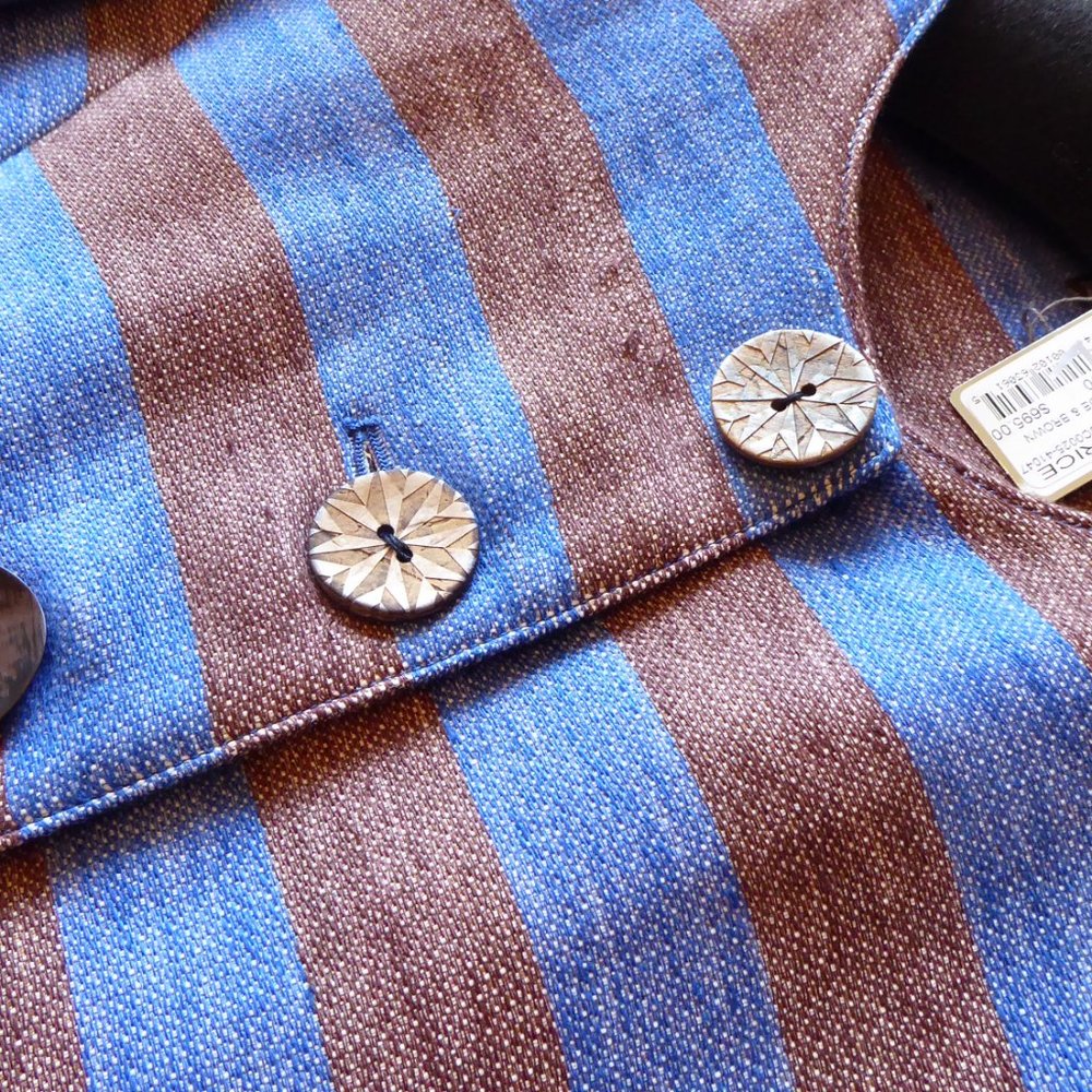 Maliparmi Women's Latrice Mali Blue Brown Stripe Jacket US Size 4 Euro Size 40